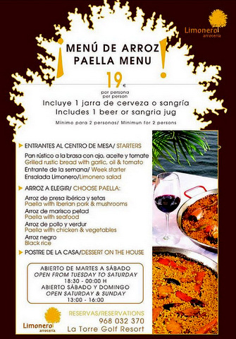 Paella on La Torre Resort this summer