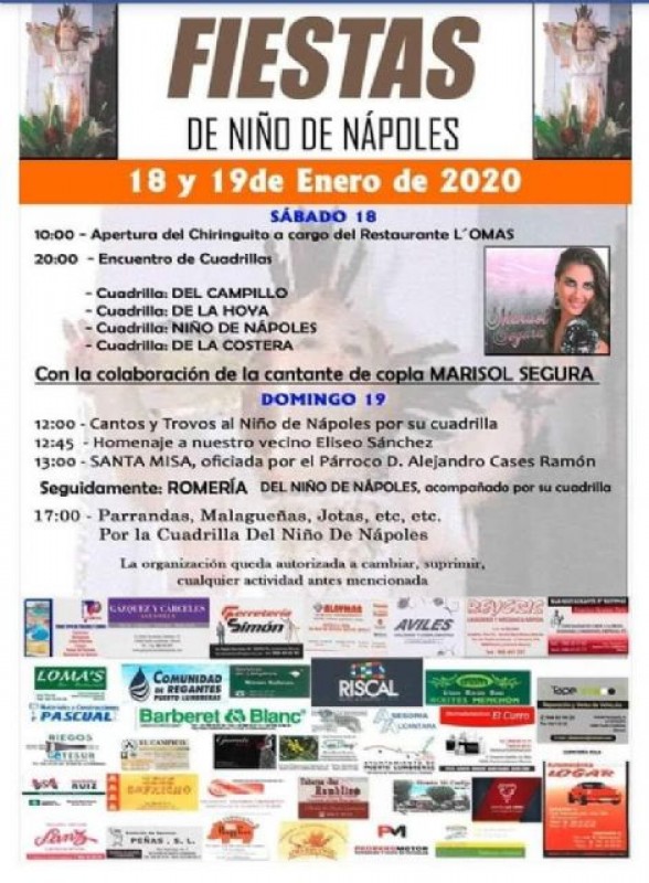 <span style='color:#780948'>ARCHIVED</span> - 18th and 19th January 2020 Puerto Lumbreras: Fiestas del Niño de Nápoles
