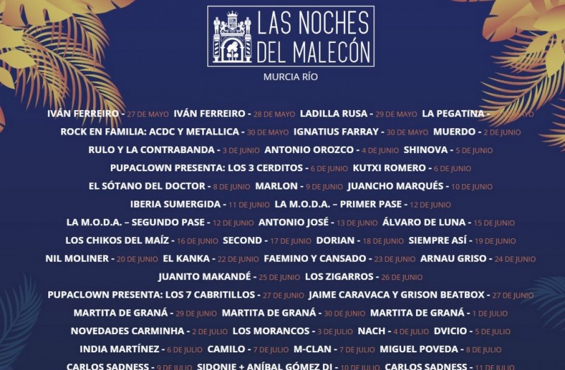 <span style='color:#780948'>ARCHIVED</span> - Noches del Malecón brings live music between May and August in the city of Murcia
