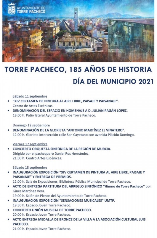 <span style='color:#780948'>ARCHIVED</span> - Activities within the 185th anniversary of founding of Torre Pacheco
