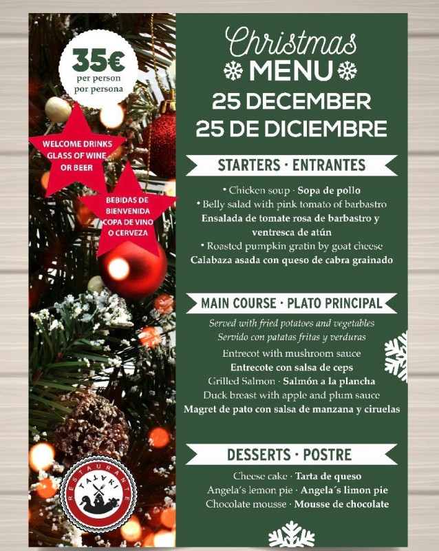 Tataki Restaurant Christmas Day offer: menu for 35 euros