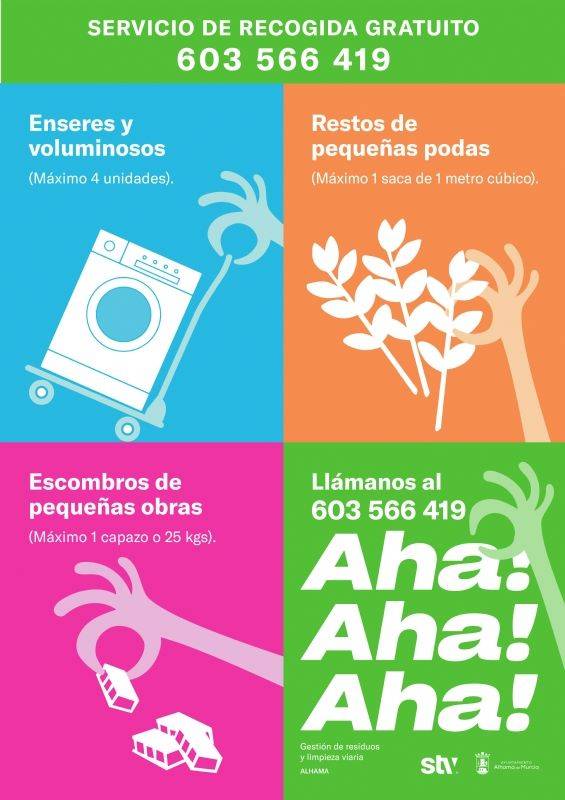 Free waste collection service in Alhama and Condado for household goods, small pruning and debris