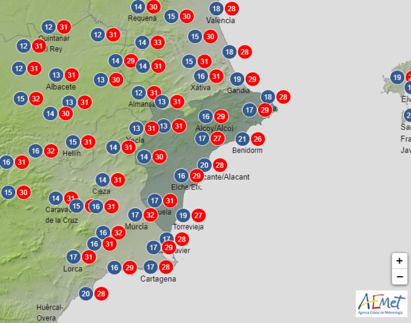 Bright, sunny weather with temperatures in the high 20s: Alicante forecast Sept 25-28