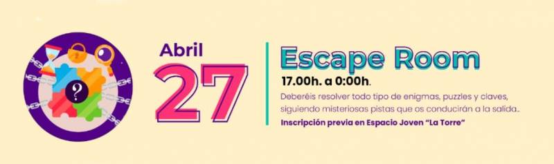 April 27 Free Escape Room at La Torre Youth Centre, Los Alcazares