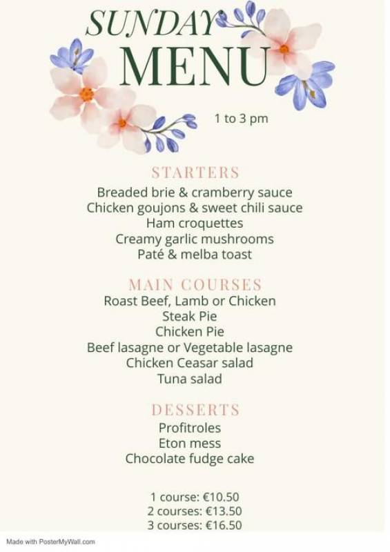 May 5 Sunday Lunch menu at the Bokao Bar, Condado de Alhama Golf Resort