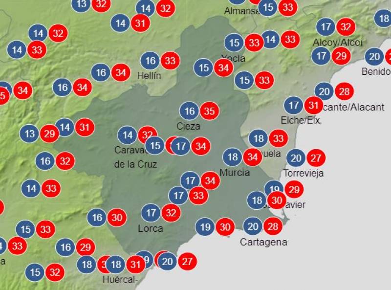 Temps to hit 35 degrees: Murcia weekend weather forecast June 20-23