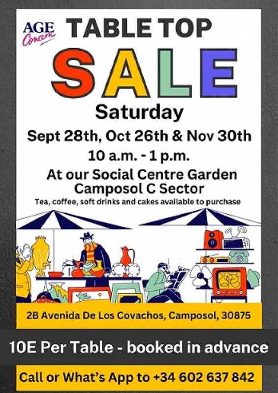 October 26 Age Concern Table Top Sale Extravaganza