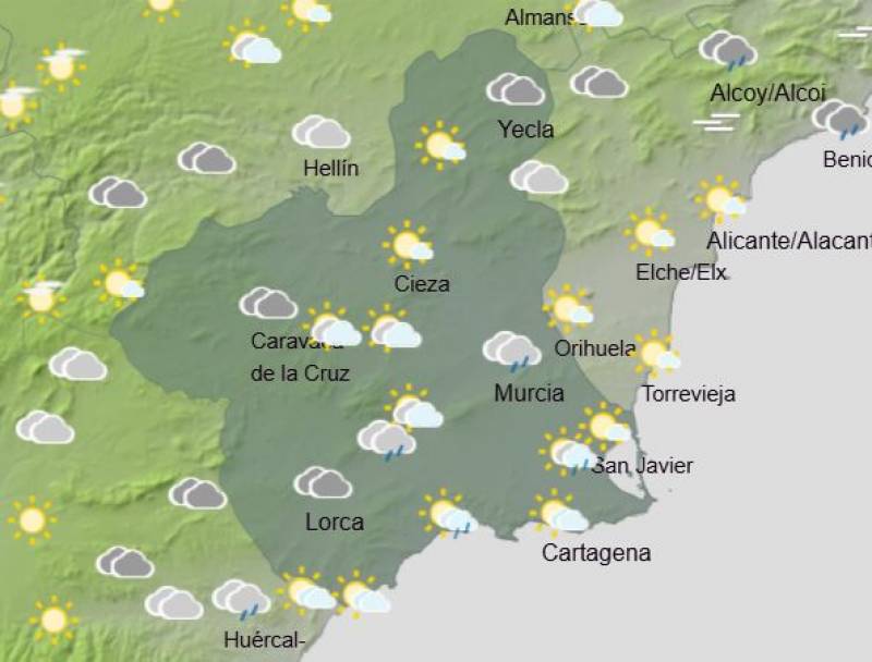 A spot of rain this weekend: Murcia weather forecast November 22-24