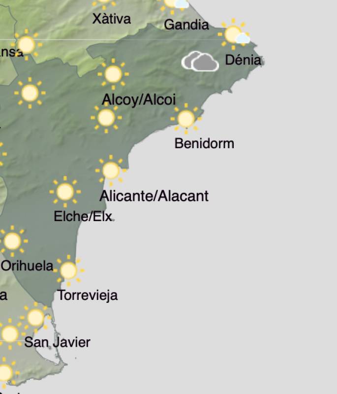 Alicante weather forecast January 13-16: Sunshine but cooler temperatures