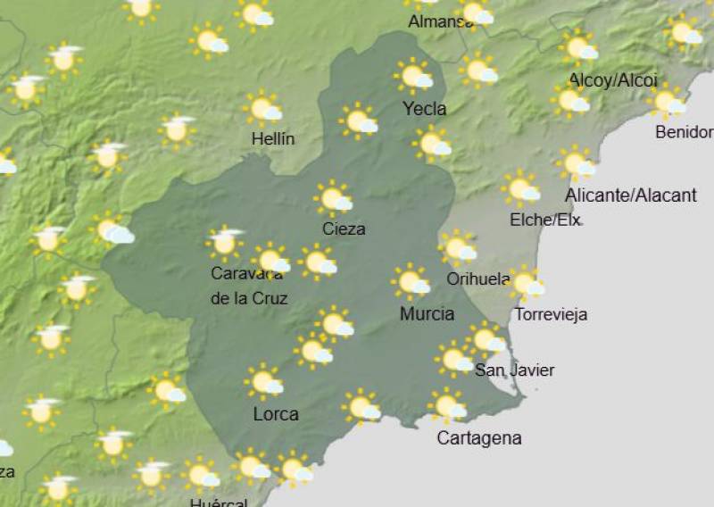 A sunny weekend with rising temperatures: Murcia weekend weather forecast February 13-16