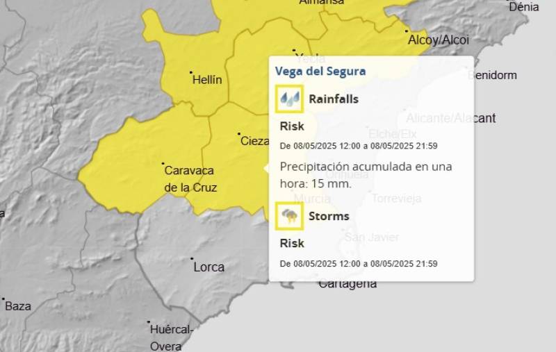 A dry April in Murcia turns into a May with weather warnings for storms