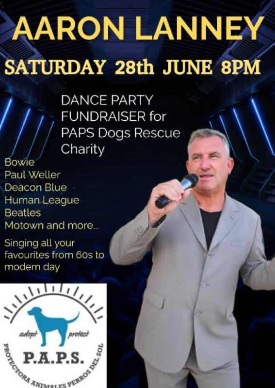 June 28 PAPS fundraiser featuring Aaron Lanney in Los Alcázares