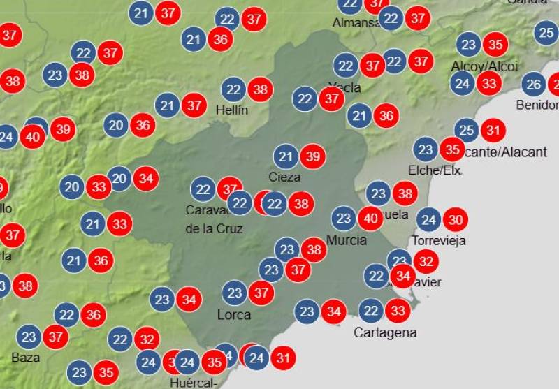 Fresh heatwave brings 40-degree temperatures this weekend: Murcia weather forecast June 26-29