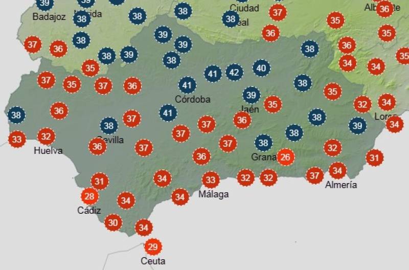 Andalucía weekly weather forecast July 7-10: Sunshine and sizzling inland temperatures, with a few coastal breezes