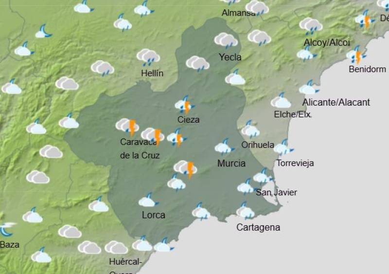 This is when the rain is forecast this week: Murcia weather July 21-24