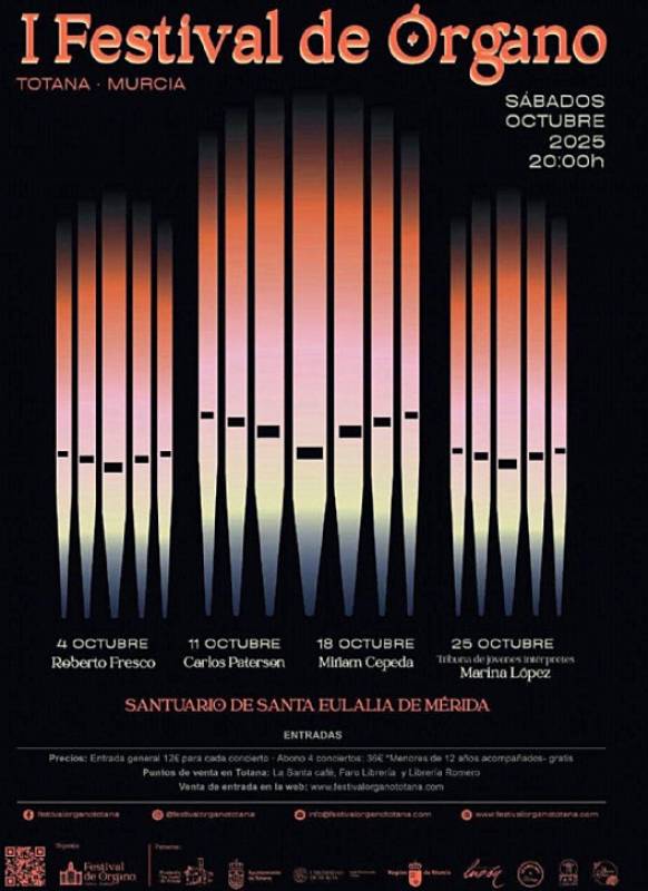 Until October 25 Organ music season at the Sanctuary of Santa Eulalia de Mérida in Totana