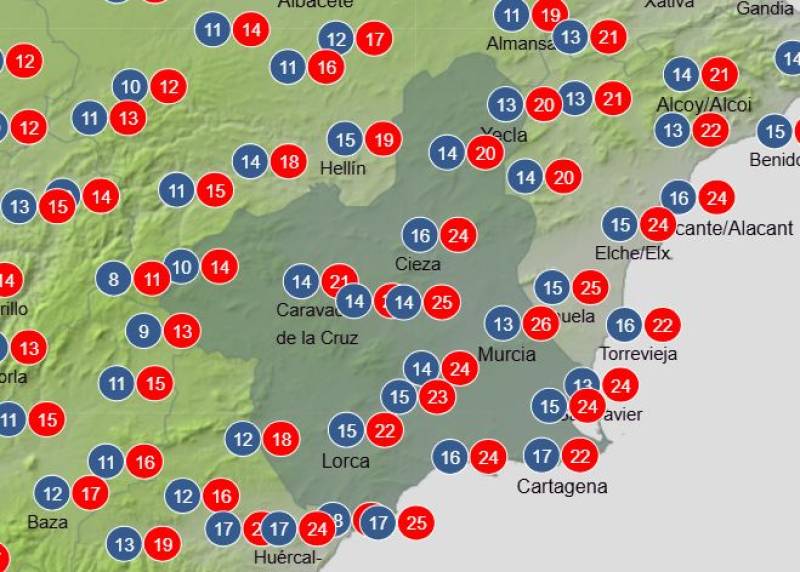 Still windy, but much drier with temps up to 26: Murcia weekly weather forecast February 9-12