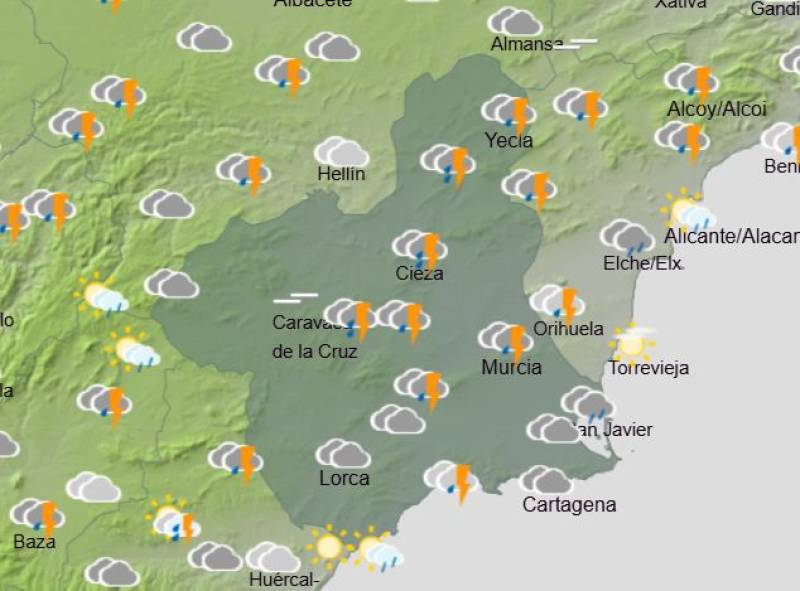 Murcia one of just four Spanish provinces on alert for rainfall this Sunday
