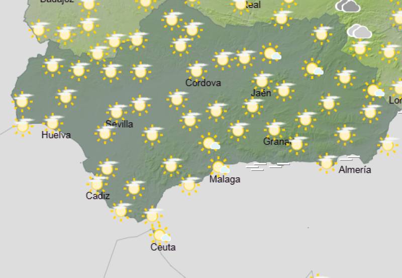 Andalucía weekly weather forecast April 20-23: Hot inland, breezier coast and a few showers