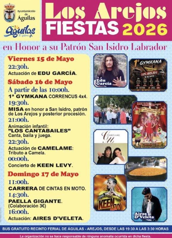 May 15 to 17 Annual fiestas in the Águilas village of Los Arejos